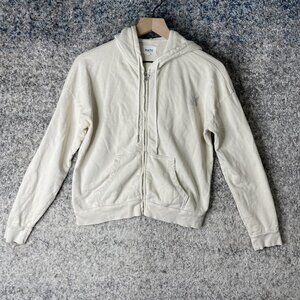 Mate Hoodie Womens Small Off White Full Zip Organic Cotton Pocket Made In USA